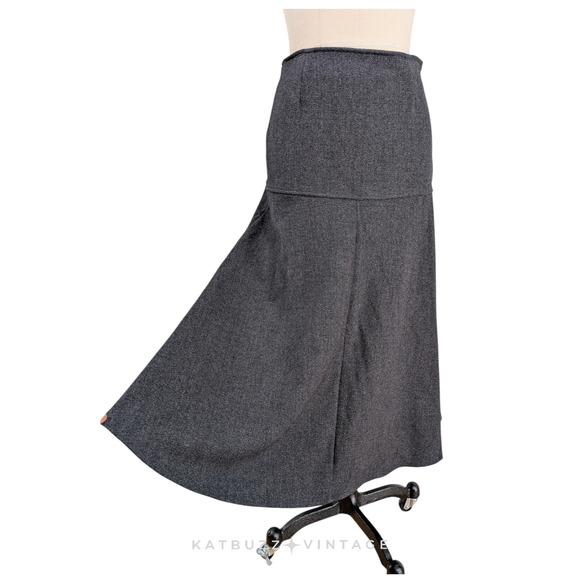 Heavyweight Thermal Maxi Skirt M Gray A-Line Long Modest Minimalist Fleece Felt - Picture 1 of 14
